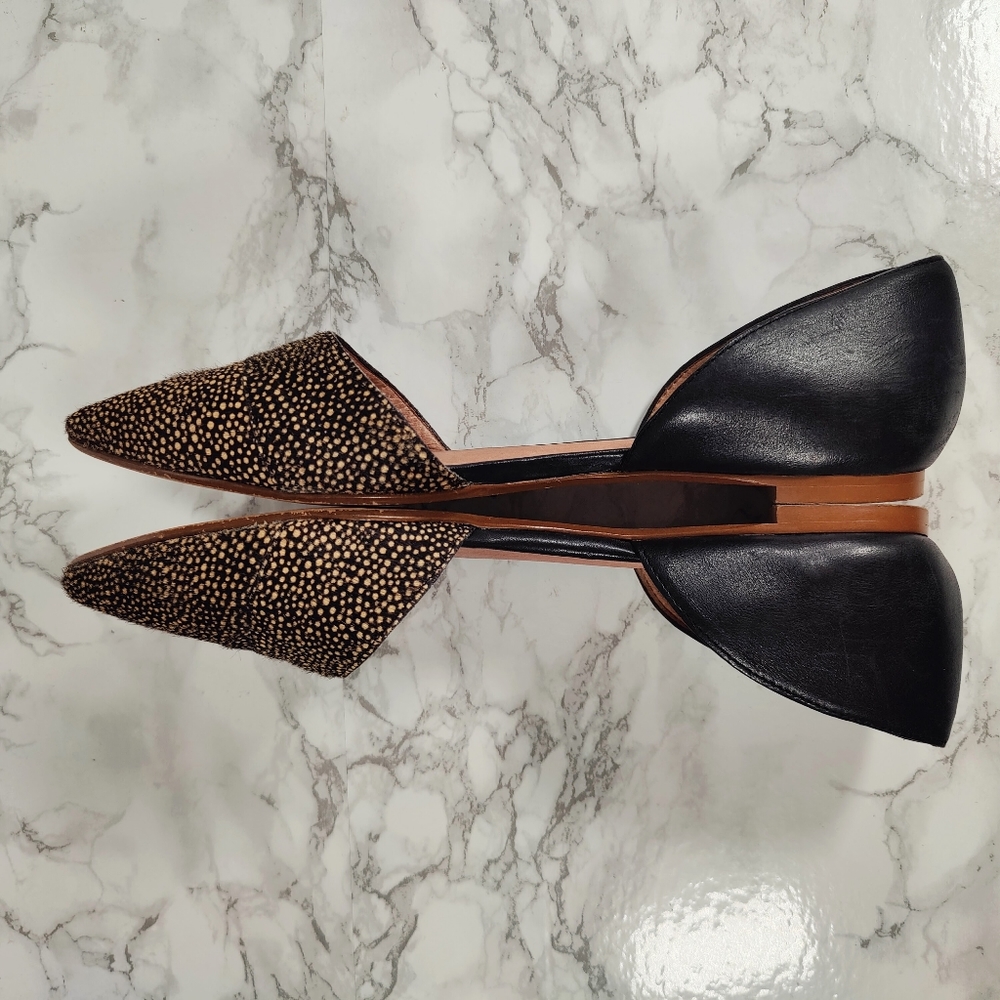 Madewell D'Orsay Dotted Calf Hair Leather Flats Size 7 - Picture 6 of 11